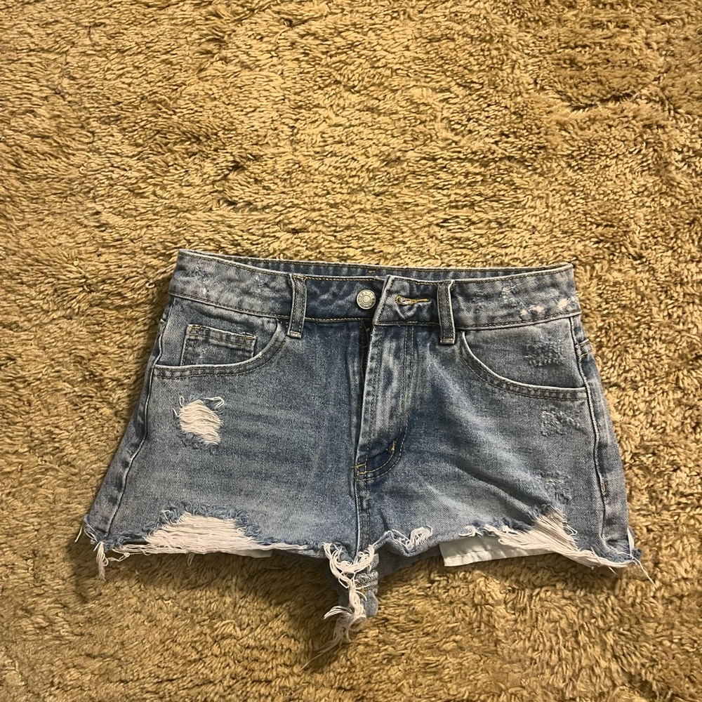 Zara Blue Distressed Jean Shorts